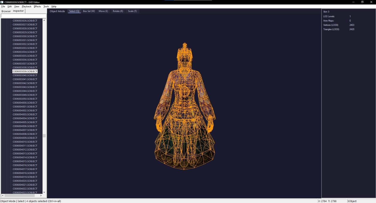 GXD Editor: .SOBJECT wireframe mesh view